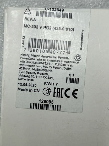 Visonic MC-302V PG2 (433-0:010) Wireless PowerG Magnetic Contact Device New