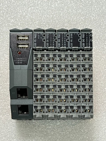 B&R X20CP0483 Rev D0 PLC with X20 PS9062 DI9372 DO9321 PS2100 DO9321 I/O Modules