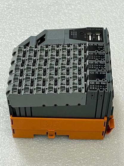 B&R X20CP0483 Rev D0 PLC with X20 PS9062 DI9372 DO9321 PS2100 DO9321 I/O Modules