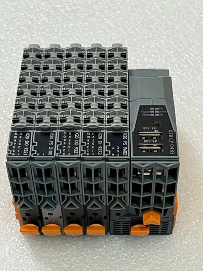 B&R X20CP0483 Rev D0 PLC with X20 PS9062 DI9372 DO9321 PS2100 DO9321 I/O Modules