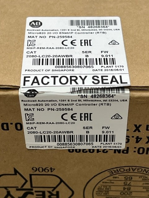 2080-LC20-20AWBR Ser B Micro820 EtherNet IP PLC Controller New