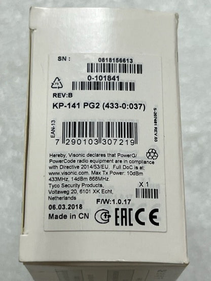 Visonic KP-141 PG2 (433-0:037) Wireless PowerG Two-way Keypad New