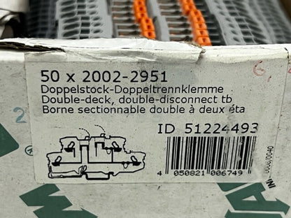 Wago 2002-2951 Double-deck Double-disconnect Terminal Block - Box of 50 Pcs