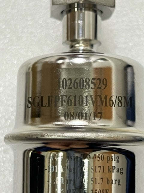 Pall SGLFPF6101VM6/8M 14.7 to 750 psig PFA Gaskleen Filter Assembly Used