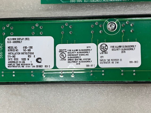 Simplex 4100-1280 8LED88W Display Sub-Assembly & 4100 LED Switch Controller Used