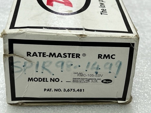 Dwyer RMC-105-SSV Rate-Master Flow Meter New