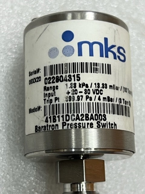 MKS 41B11DCA2BA003 Baratron Pressure Switch 1.33kPa 10 Torr Used