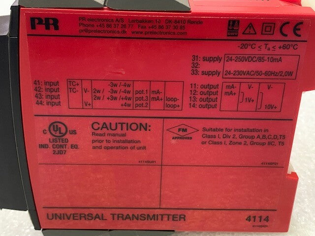 PR Electronics 4114 Universal Transmitter Excellent Condition